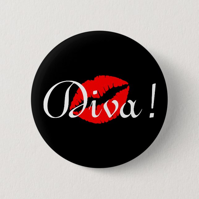 Red Diva Kiss Button (Front)