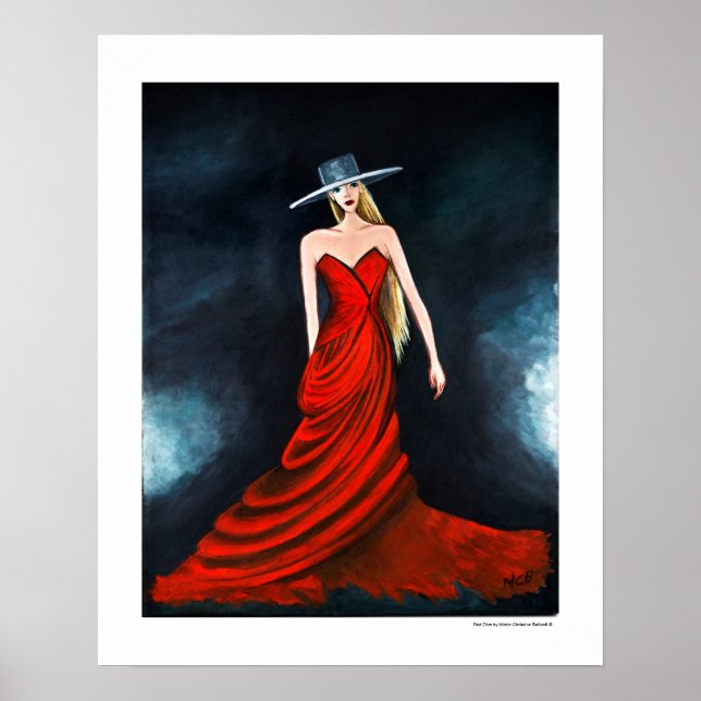 Red Diva Poster Fashion Illustration 20 x 16 Print (Front)