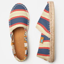 RED DK BLUE CREME MEN'S SLIP ON ESPADRILLES 