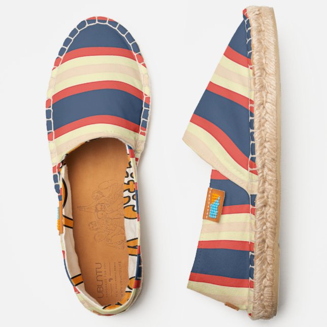 RED DK BLUE CREME MEN'S SLIP ON ESPADRILLES  (Side)