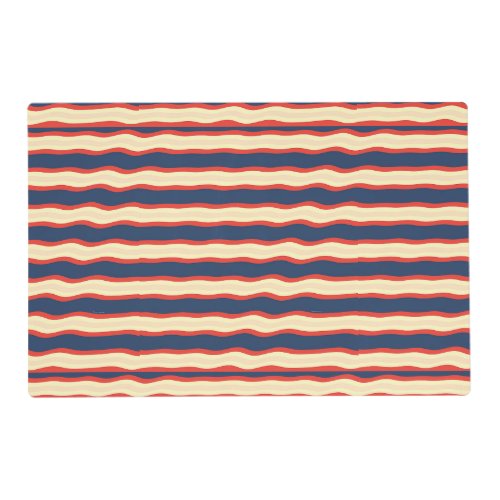 Red Dk Blue Creme Wavy   Placemat