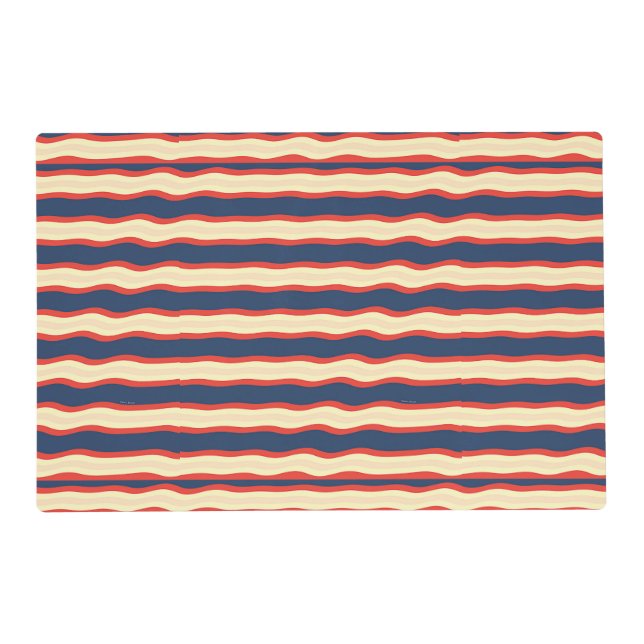 Red Dk Blue Creme Wavy   Placemat (Front)