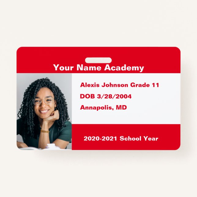 Red Do It Yourself Custom Homeschool Photo Badge (Front)