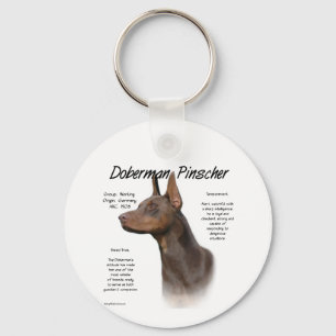 Red Doberman History Keychain