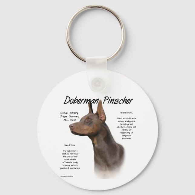 Red Doberman History  Keychain (Front)