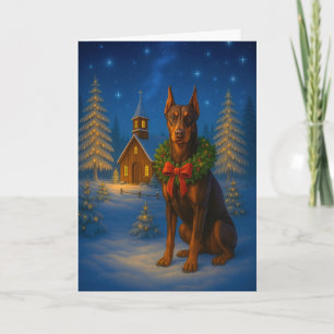 Red Doberman Holiday Card