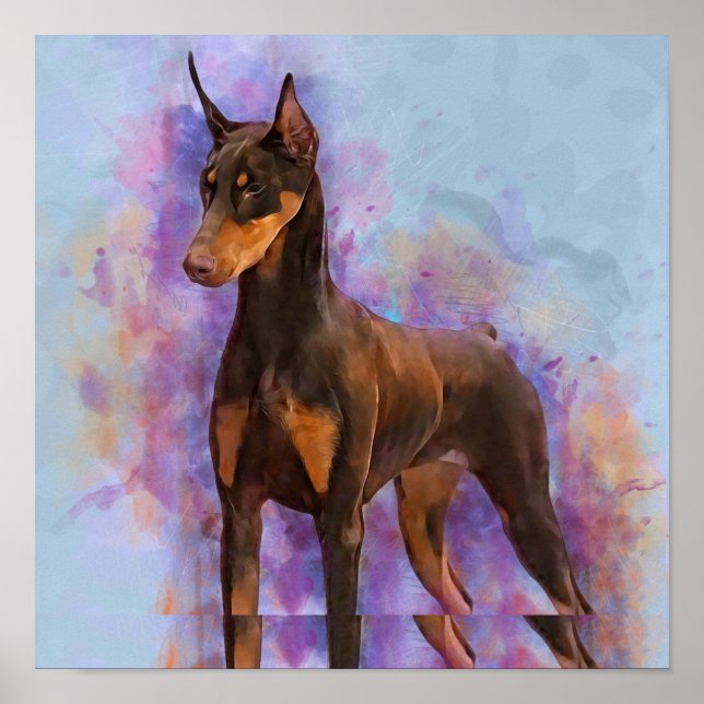 Red Doberman Pinscher 3/4 Front Poster (Front)