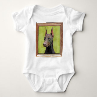 Red Doberman Pinscher Painting Baby Bodysuit