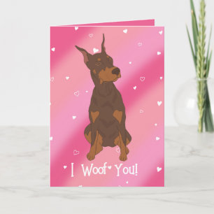 Red Doberman Pinscher Valentines Day Letterpress Thank You Card