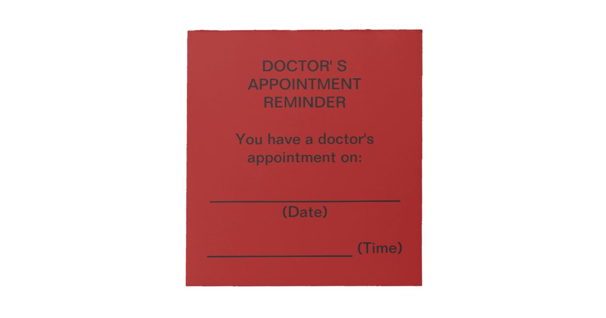 Red Doctors Appointment Reminder Notepad Zazzle 0886