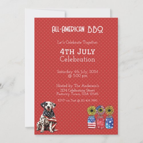 Red Dog 4th July Invitation Card