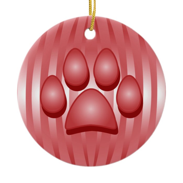 Red Dog Bone and Paw Christmas Ornament