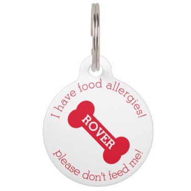 Red Dog Bone - Food Allergies Medical Alert