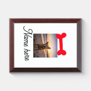 Red dog bone photo pet dog cat name simple gifts award plaque