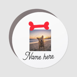 Red dog bone photo pet dog cat name simple gifts car magnet