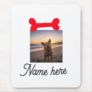 Red dog bone photo pet dog cat name simple gifts mouse pad