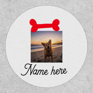 Red dog bone photo pet dog cat name simple gifts patch