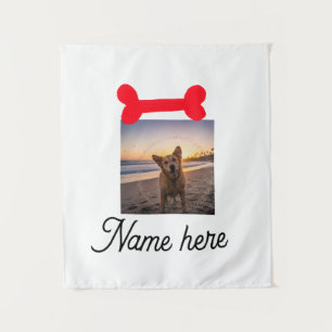 Red dog bone photo pet dog cat name simple gifts tapestry