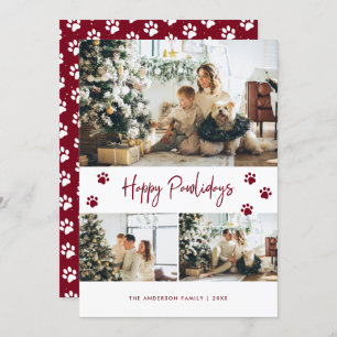 Red Dog Cat Owner Photo Happy Pawlidays Card