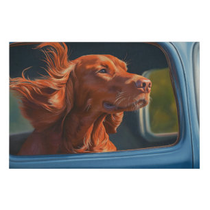 Red Dog Enjoying Scenic Car Ride Art Print