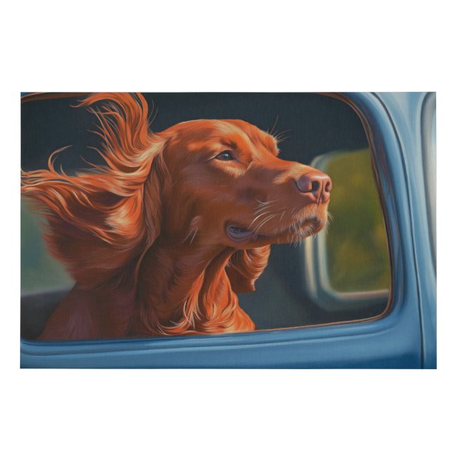 Red Dog Enjoying Scenic Car Ride Art Print (Front)