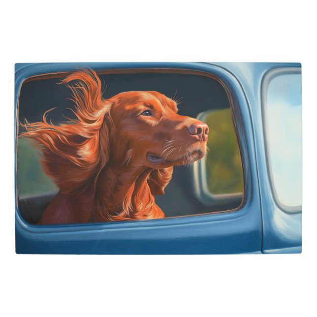 Red Dog Enjoying Scenic Car Ride Art Print (Front)