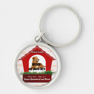 Red Dog House Pet Memorial Keychain