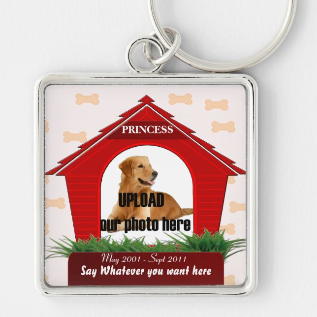 Red Dog House Pet Memorial Keychain (Front)