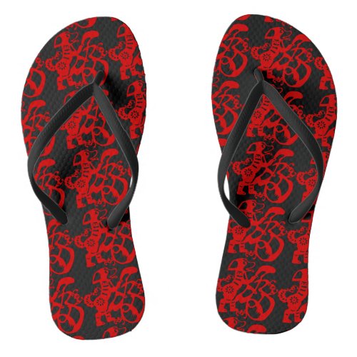 Red Dog Papercut Chinese New Year 2018 Flip Flop