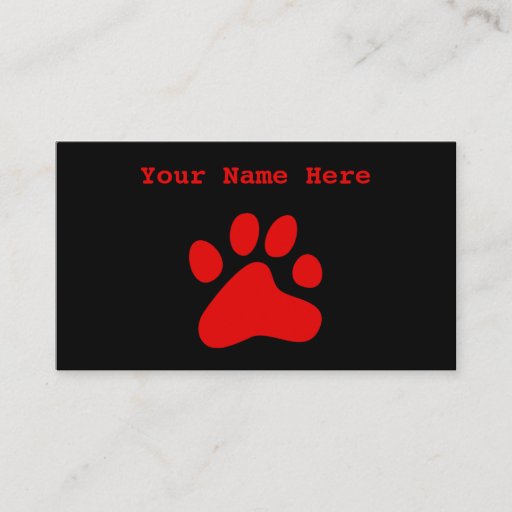Customizable Red Dog Paw Business Card