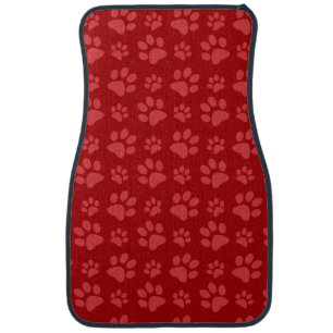 Red dog paw print pattern car mat