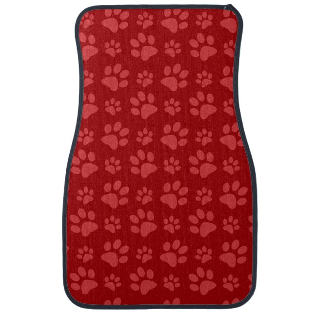 Red dog paw print pattern car mat (Front)