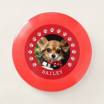 Red Dog Paw Prints Frame Pet Photo Wham-o Frisbee by heartlocked at Zazzle