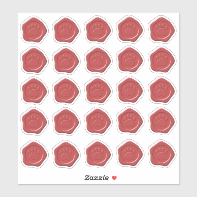 Red dog paw wax seal sticker (Sheet)