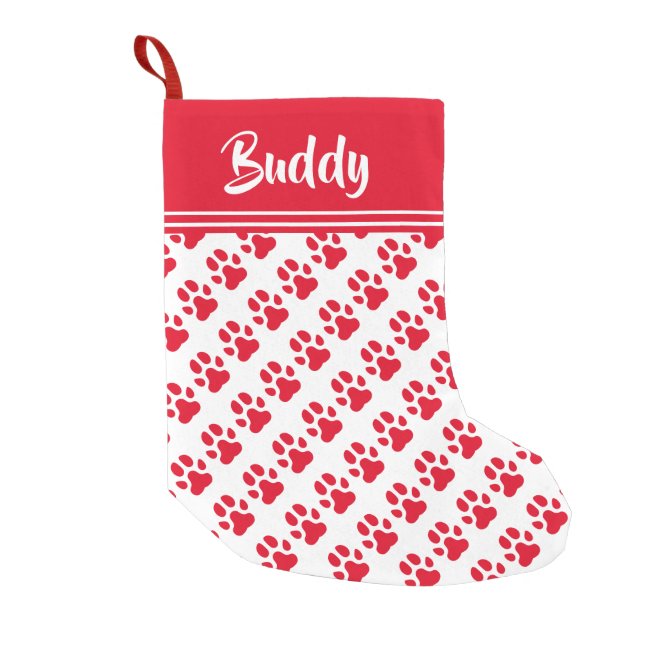 Red Dog Paws Pattern - Personalized