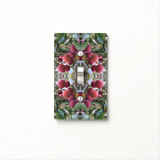 Red Dogwood Fruit Nature Art Pattern Light Switch Cover (In Situ)