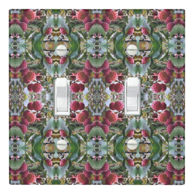 Red Dogwood Fruit Nature Art Pattern Light Switch Cover (In Situ)