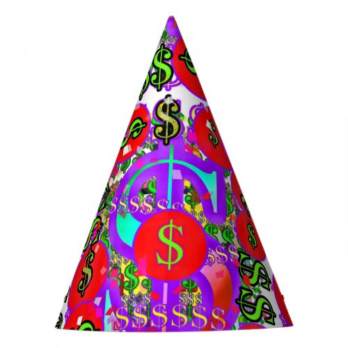 Red Dollar Signs  Party Hat