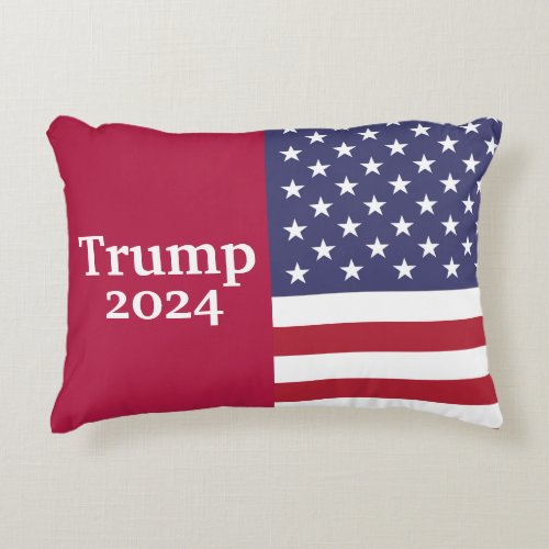 Red Donald Trump 2024 American Flag Accent Pillow