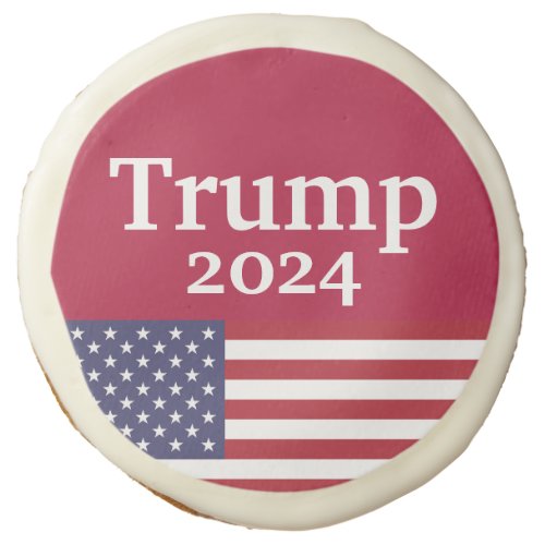 Red Donald Trump 2024 American Flag Sugar Cookie