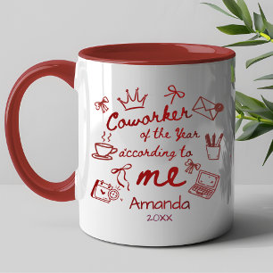 Red doodle hand drawn funny coworker quote mug