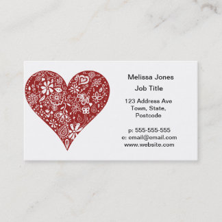 Red Doodle Heart Business Card