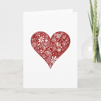 Red Doodle Heart Holiday Card