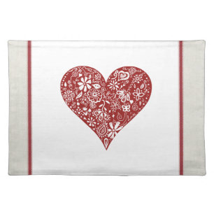 Red Doodle Heart Placemat