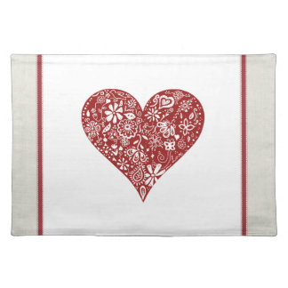 Red Doodle Heart Placemat