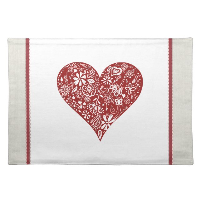 Red Doodle Heart Placemat (Front)