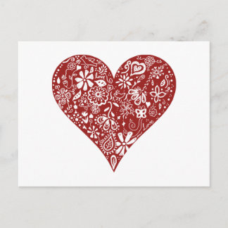 Red Doodle Heart Postcard