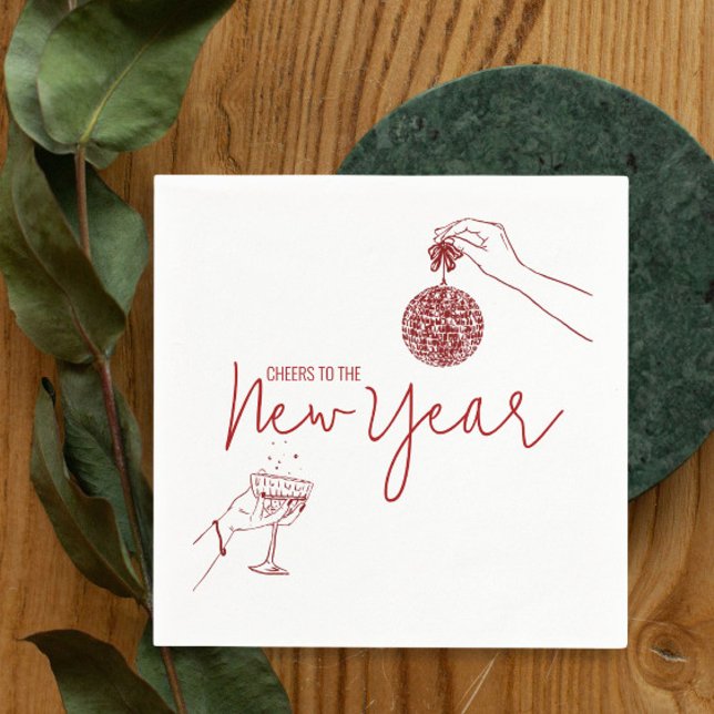 Red Doodle new years party  Napkins (Creator Uploaded)