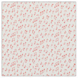 Red Doodled Music Notes  Fabric