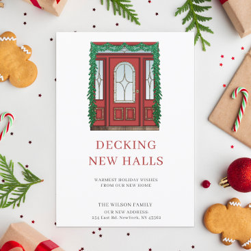 Red Door Decking New Halls New Address Moving  Holiday Postcard